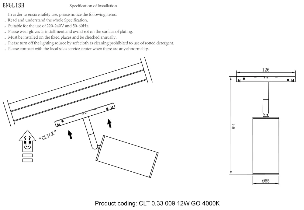 Светильник трековый магнитный Crystal Lux CLT 0.33 009 12W GO 4000K