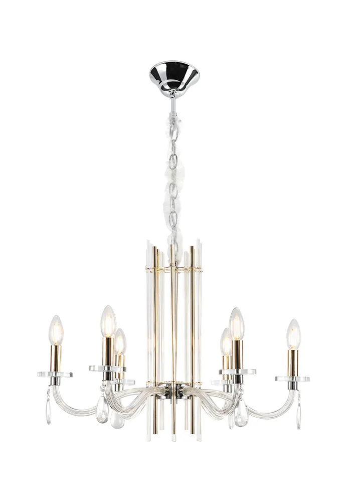 Люстра Crystal Lux AURELIO SP6 GOLD+CHROME/TRANSPARENT