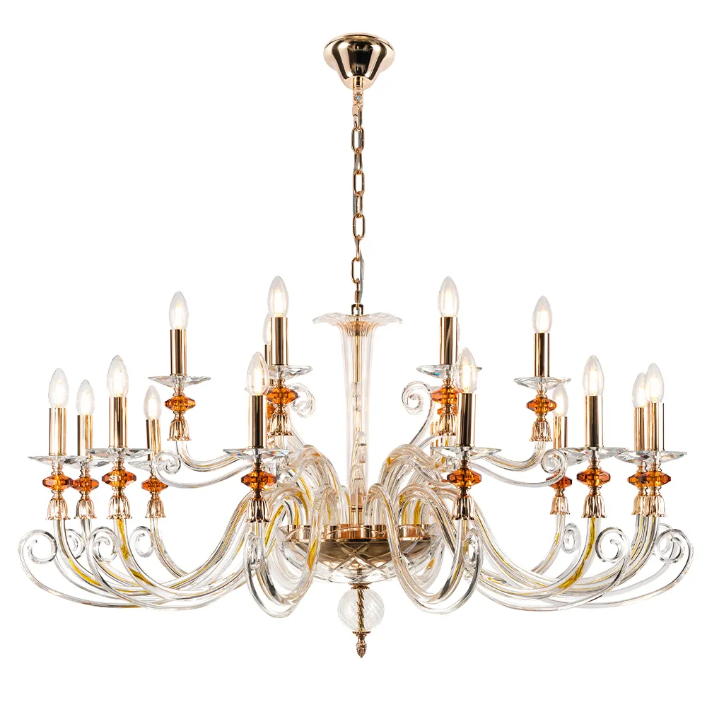 Люстра Crystal Lux CATARINA SP12+6 V2 GOLD/TRANSPARENT-COGNAC