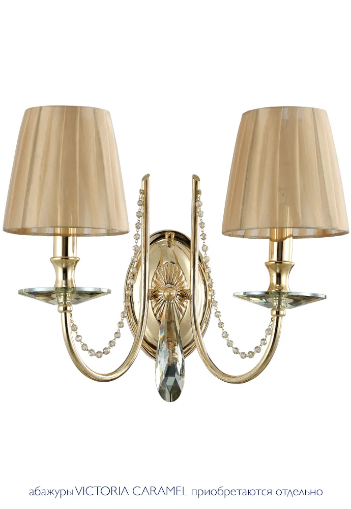 Бра Crystal Lux VICTORIA AP2 GOLD/AMBER