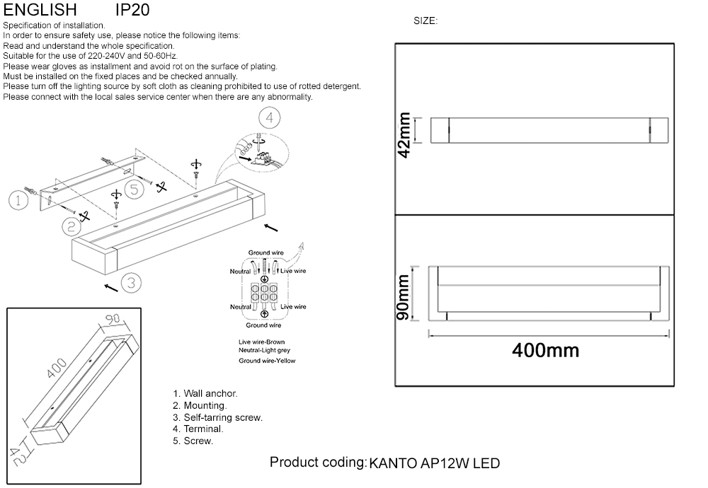 Бра Crystal Lux KANTO AP12W LED WH