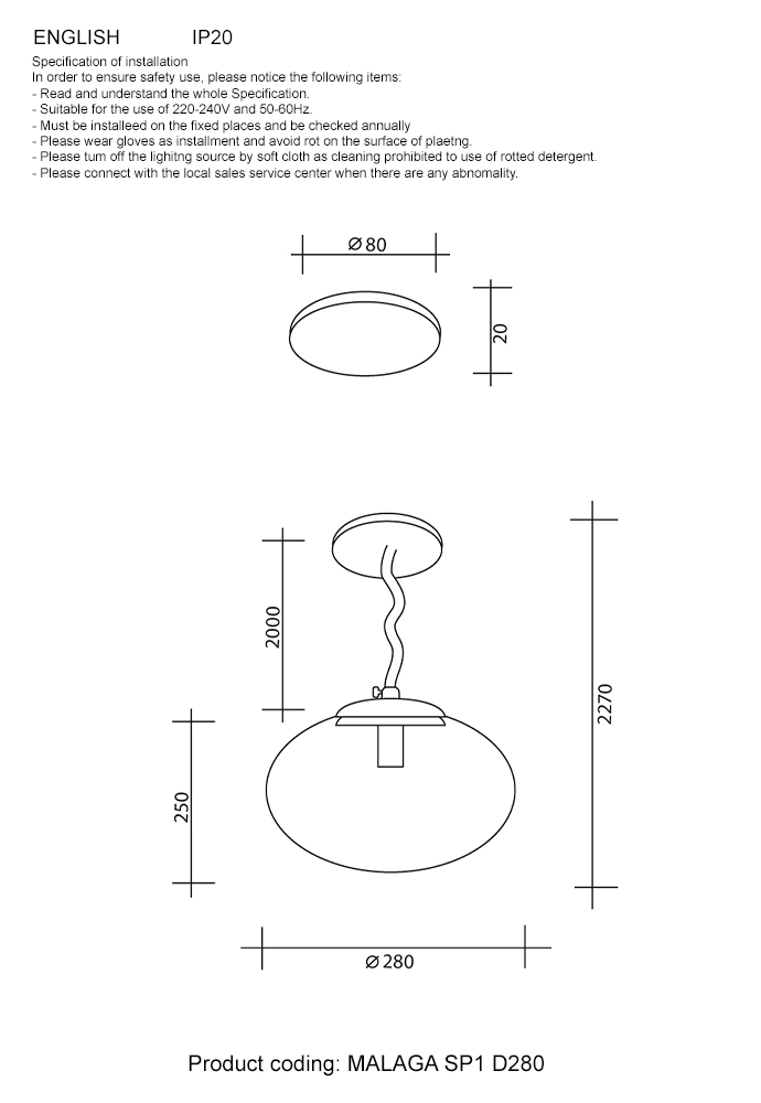 Светильник подвесной crystal lux malaga sp1 d280 chrome