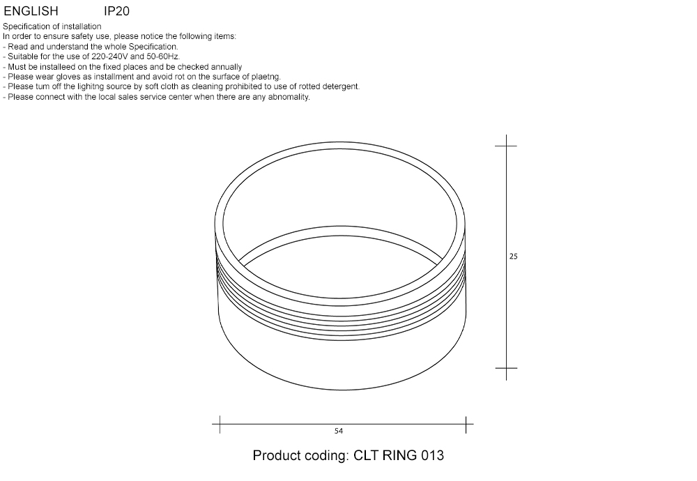 Декоративное кольцо внутреннее Crystal Lux CLT RING 013 WH