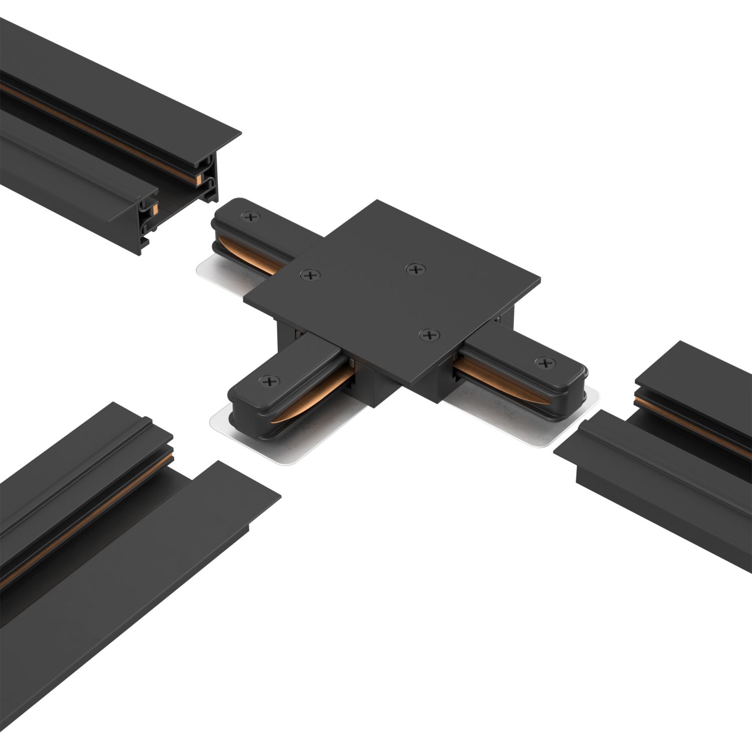 Соединитель т-образный (однофазный) для встраиваемого шинопровода crystal lux clt 0.2211 02 bl