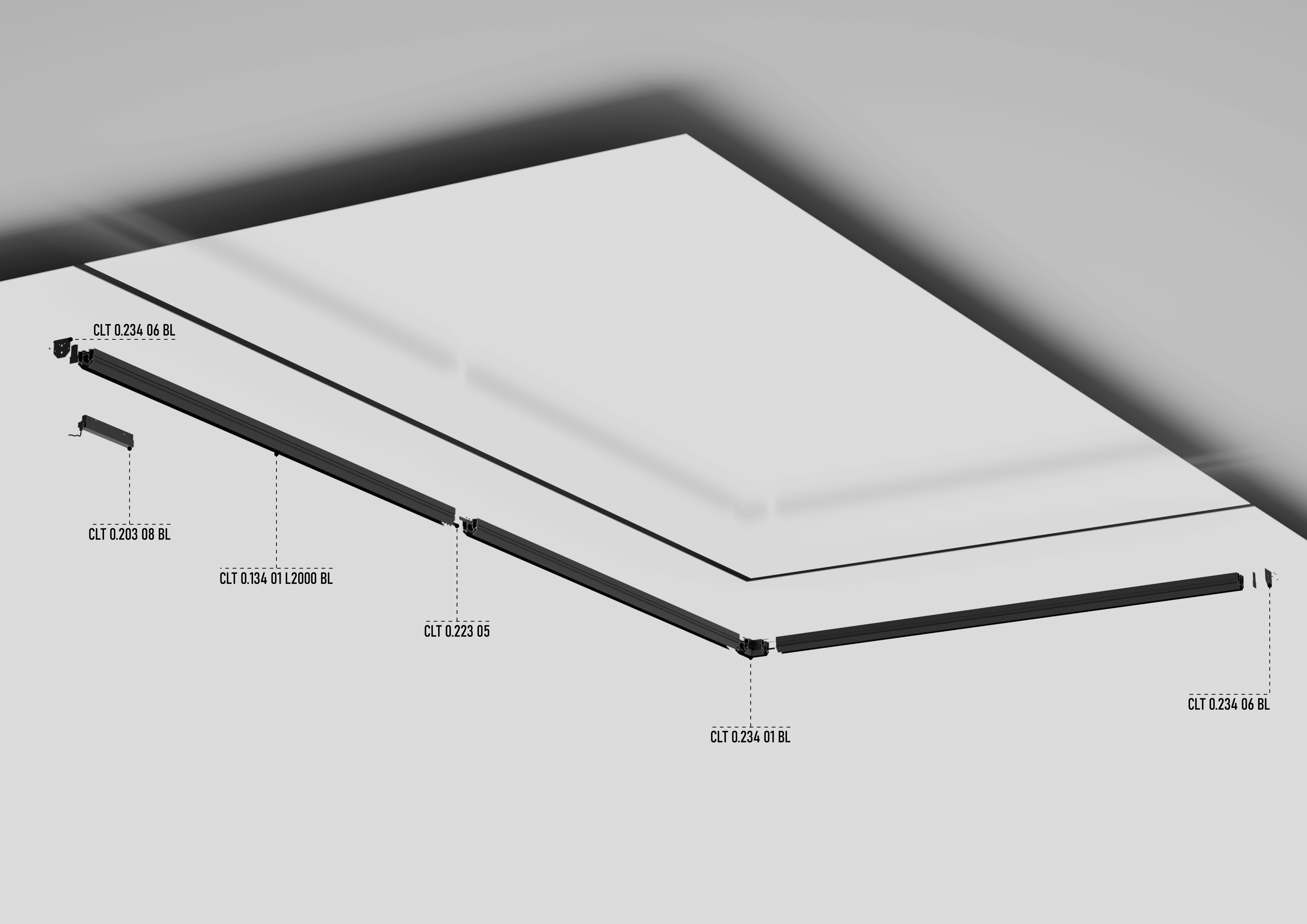 Встраиваемый магнитный трек в натяжной ПВХ потолок Crystal Lux CLT 0.134 01 L3000 BL