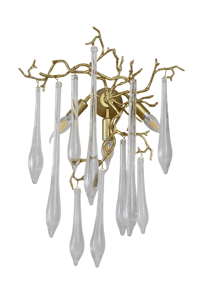 Бра crystal lux reina ap3 gold pearl