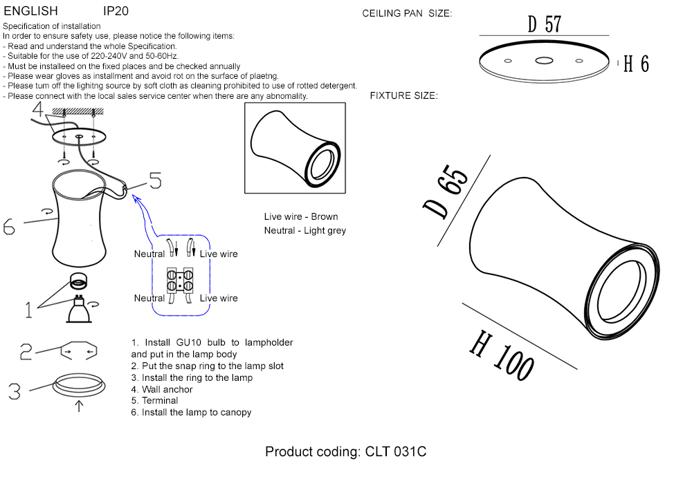 Светильник потолочный crystal lux clt 031c wh