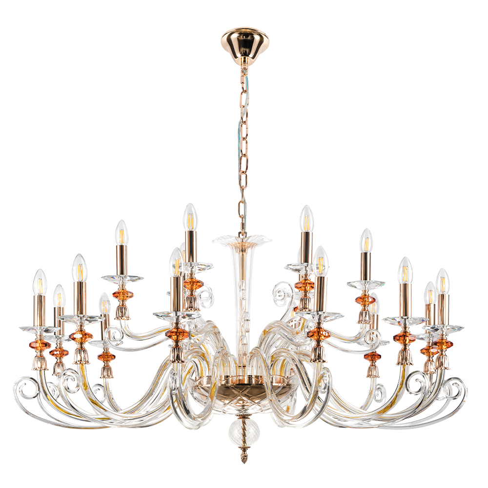 Люстра crystal lux catarina sp12+6 v2 gold/transparent-cognac