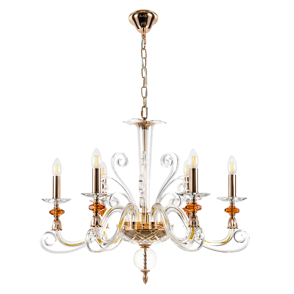 Люстра crystal lux catarina sp6 v2 gold/transparent-cognac