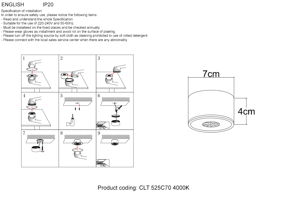Светильник потолочный Crystal Lux CLT 525C70 GO 4000K