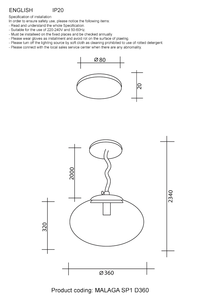 Светильник подвесной crystal lux malaga sp1 d360 gold