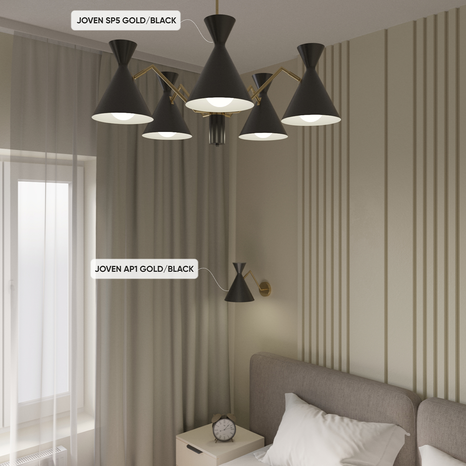 Люстра crystal lux joven sp5 gold/black