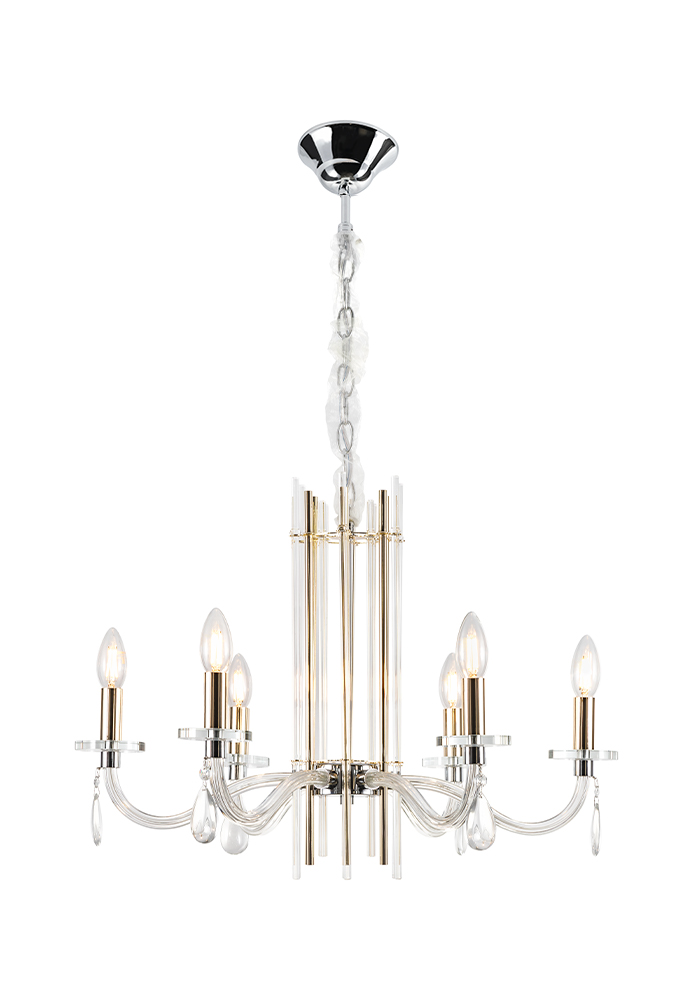 Люстра crystal lux aurelio sp6 gold+chrome/transparent