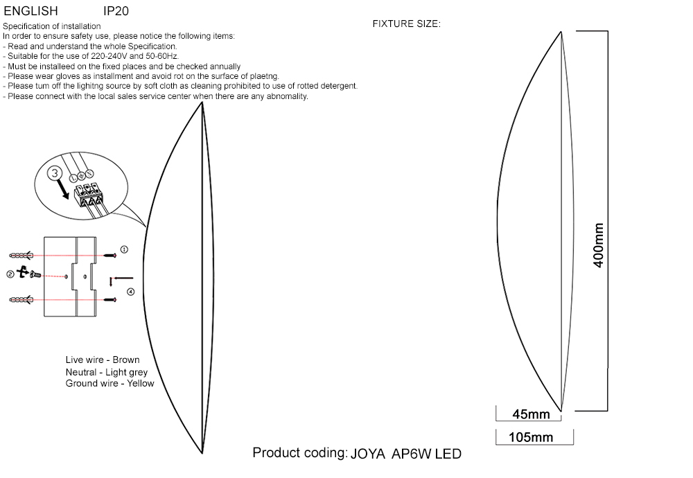 Бра crystal lux joya ap6w led go