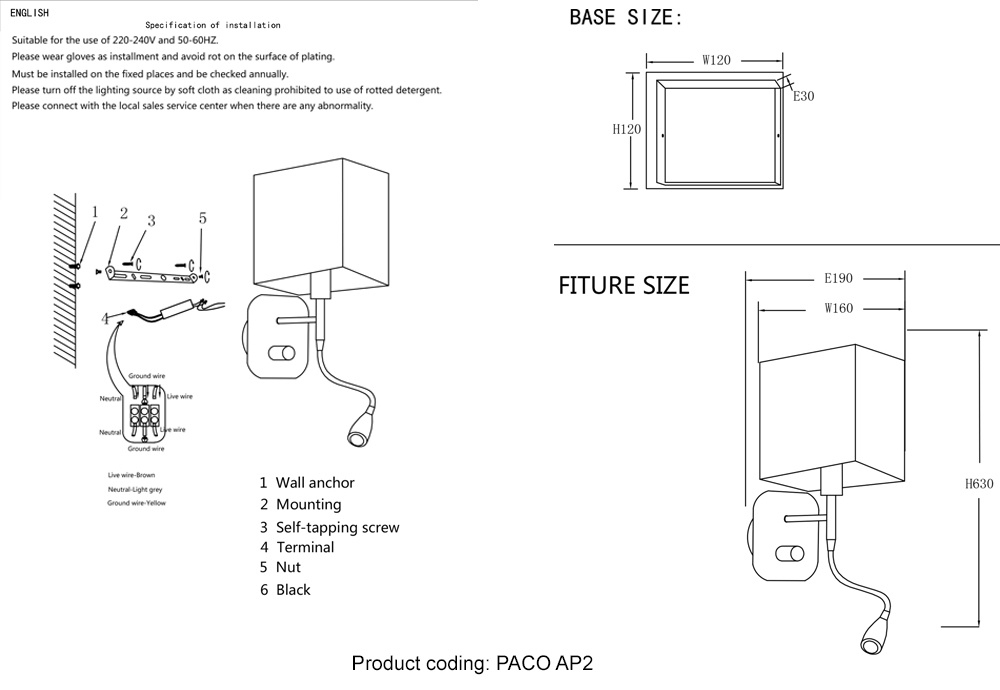 Бра crystal lux paco ap2 chrome/black
