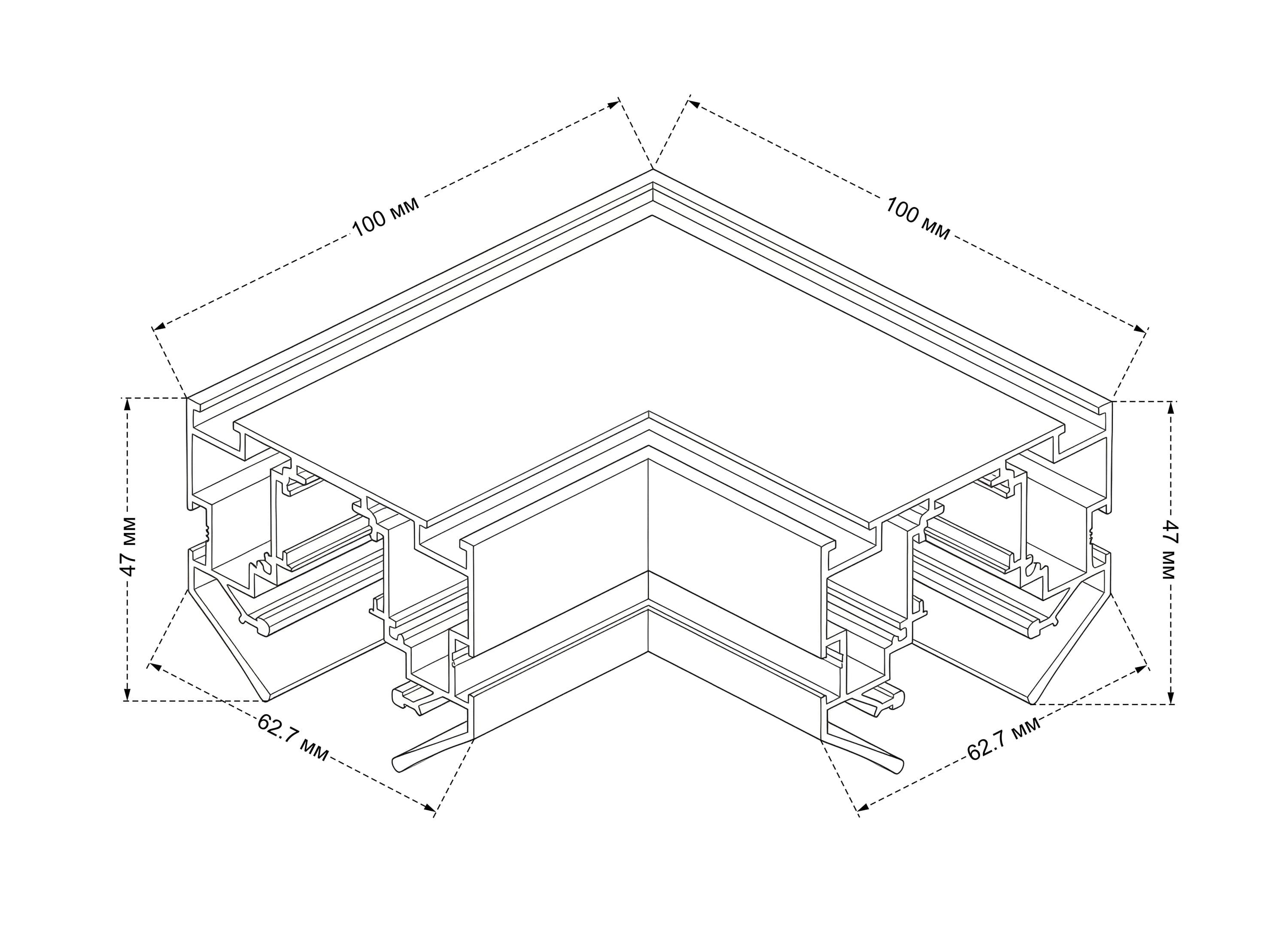 Угол соединительный для встраиваемого магнитного трека в натяжной ПВХ потолок Crystal Lux CLT 0.234 01 BL