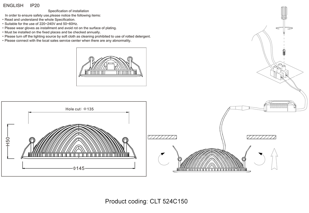 Светильник встраиваемый crystal lux clt 524c150 wh