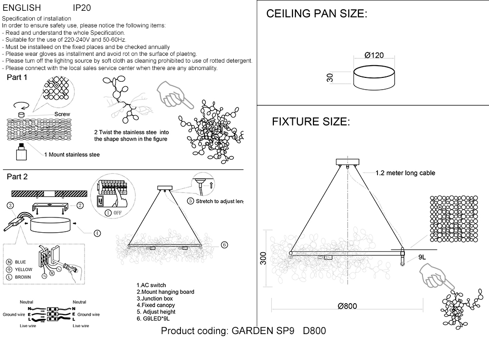 Люстра crystal lux garden sp9 d800 gold