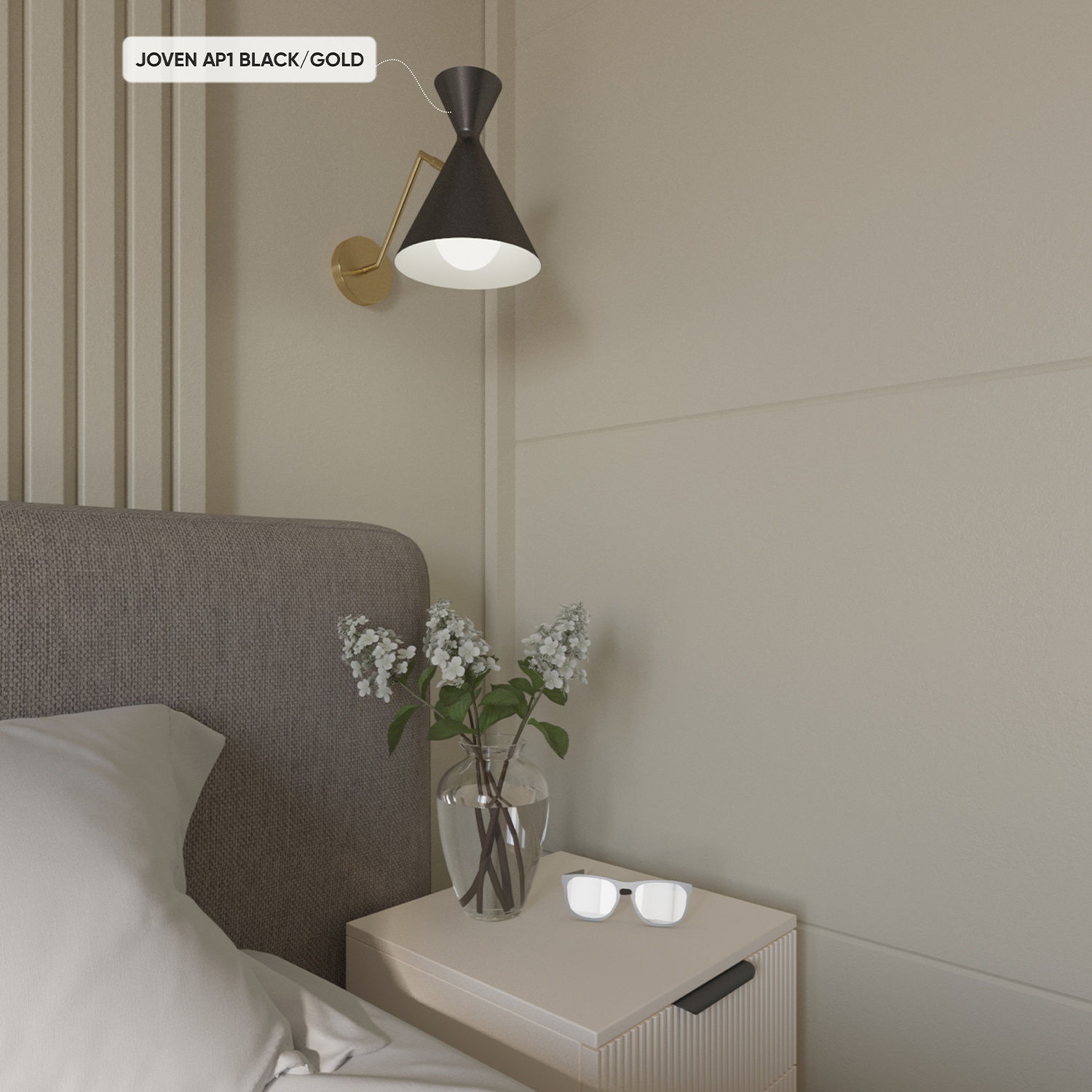 Бра crystal lux joven ap1 gold/black