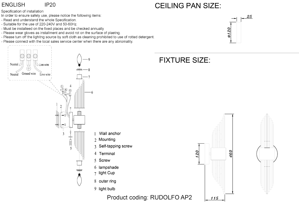 Бра crystal lux rudolfo ap2 nickel