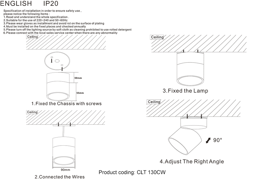 Светильник потолочный crystal lux clt 130cw bl