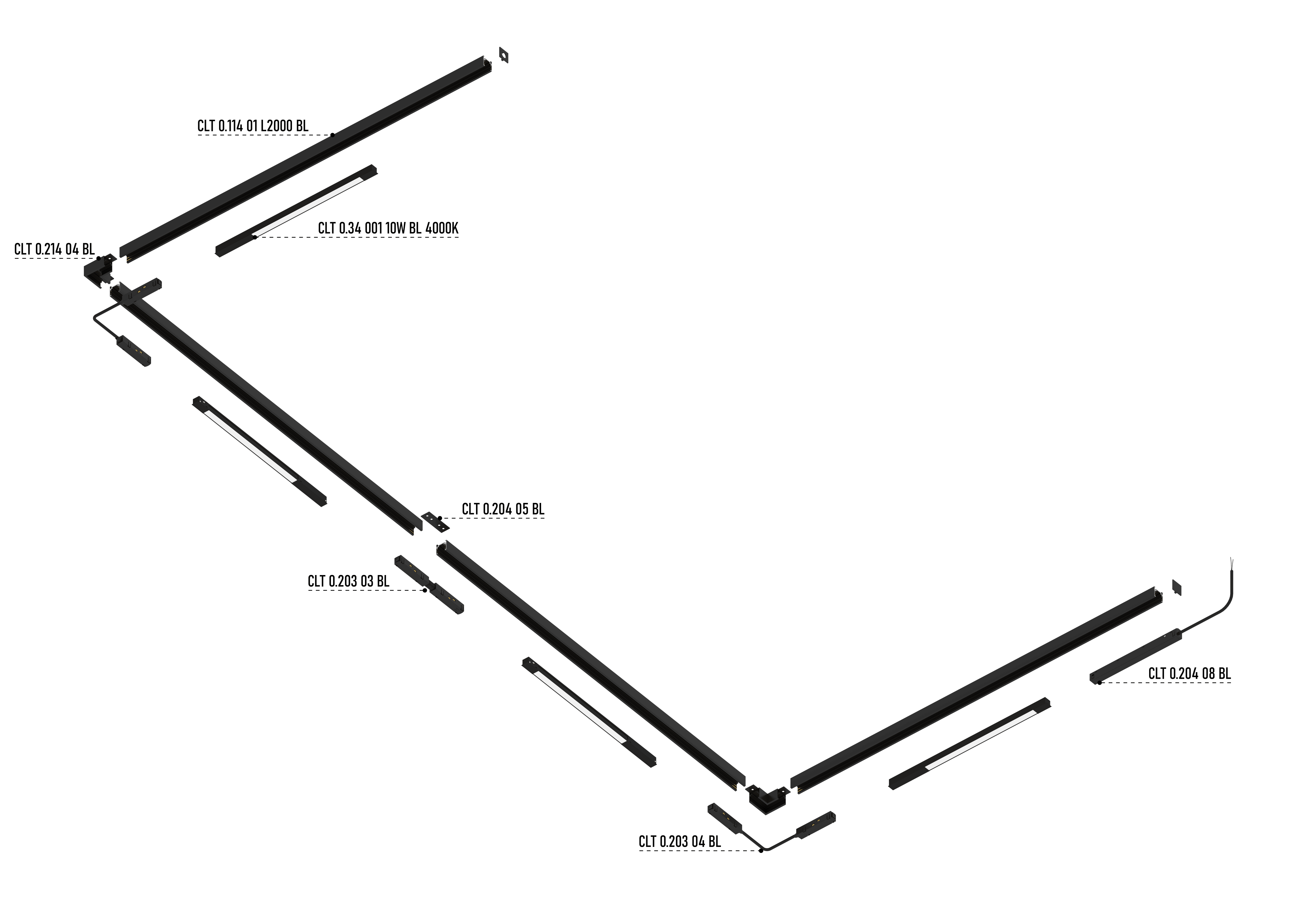 Шинопровод магнитный накладной Crystal Lux CLT 0.114 01 L2000 BL