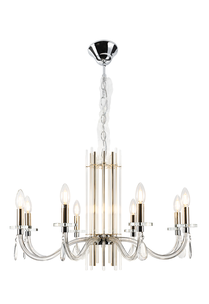 Люстра crystal lux aurelio sp8 gold+chrome/transparent