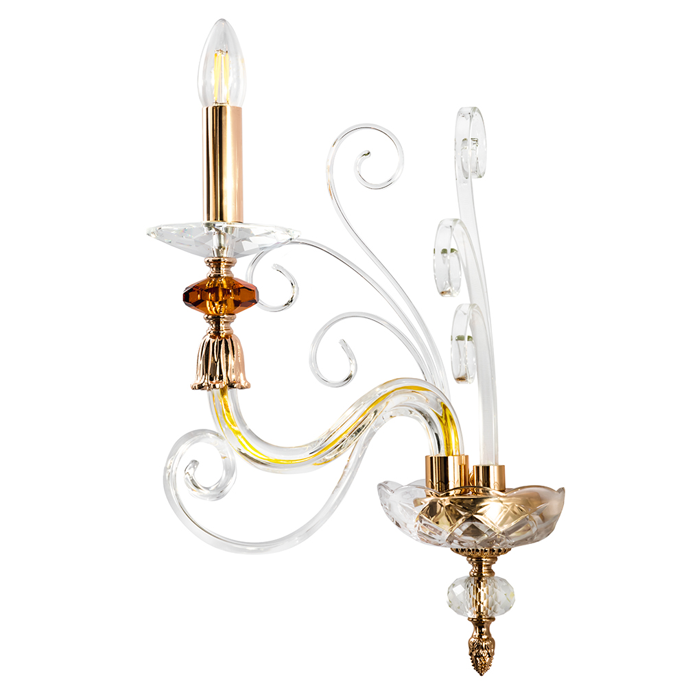 Бра crystal lux catarina ap1 v2 gold/transparent-cognac