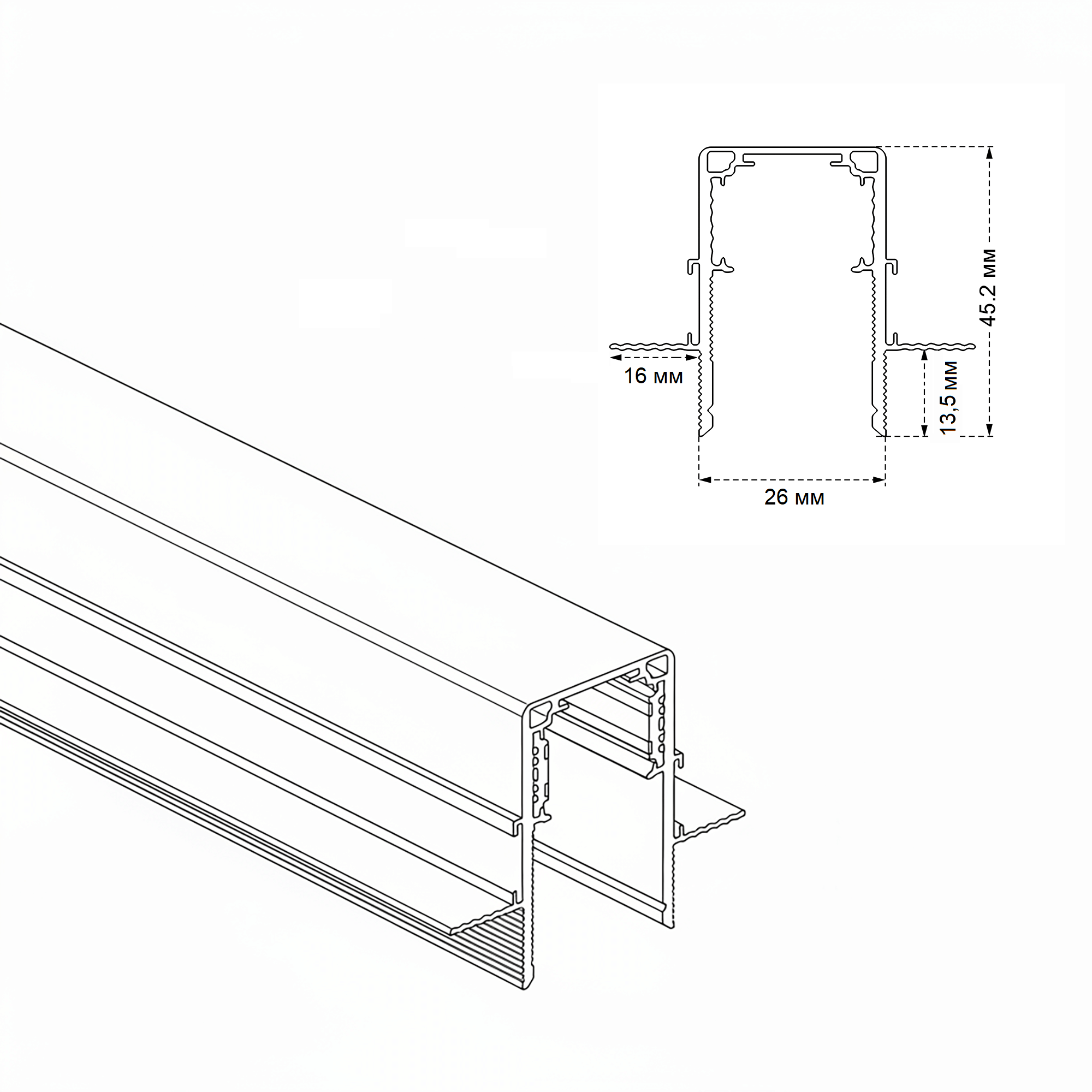 Шинопровод встраиваемый магнитный для ГКЛ12,5 мм Crystal Lux CLT 0.123 02 L3000 BL