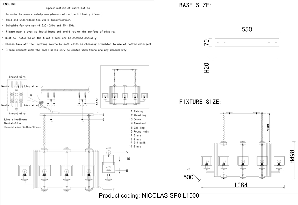 Люстра crystal lux nicolas sp8 l1000 nickel/white
